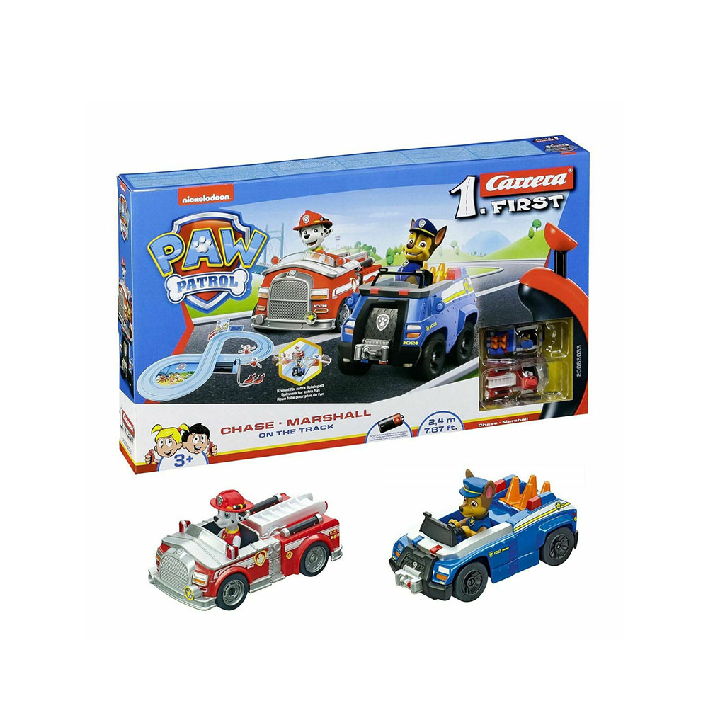 Carrera Licensed 1:50 Scale First Paw Patrol Chase & Marshall On The Track  Race Car Set