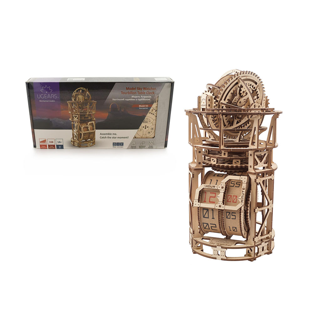 UGEARS Tourbillon Table Clock Kit - Sky Watcher 3D Wooden Puzzles  Mechanical Clock Kit Idea DeskWood Clock Kits to Build - 3D Puzzles Model  Kits for