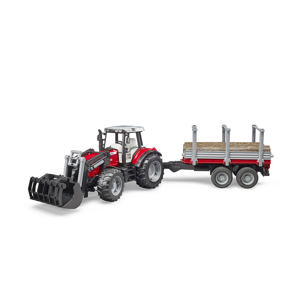 1/50 Tractor with Front Loader & Pliers Log Wood Grab Farm Vehicle Sound Light 